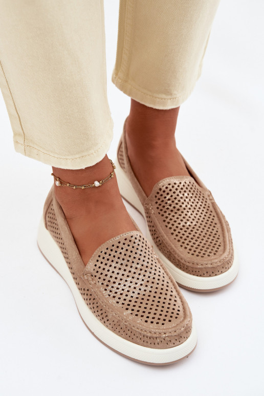 Mocassini da donna con elementi traforati Sergio Leone MK097H color oro