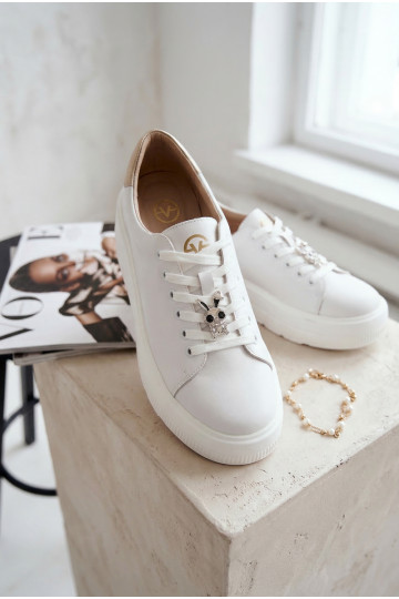 Scarpe sportive in pelle con platform Vinceza 39973 bianche 2