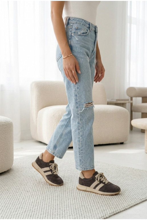 Sneakers marroni in ecopelle da donna