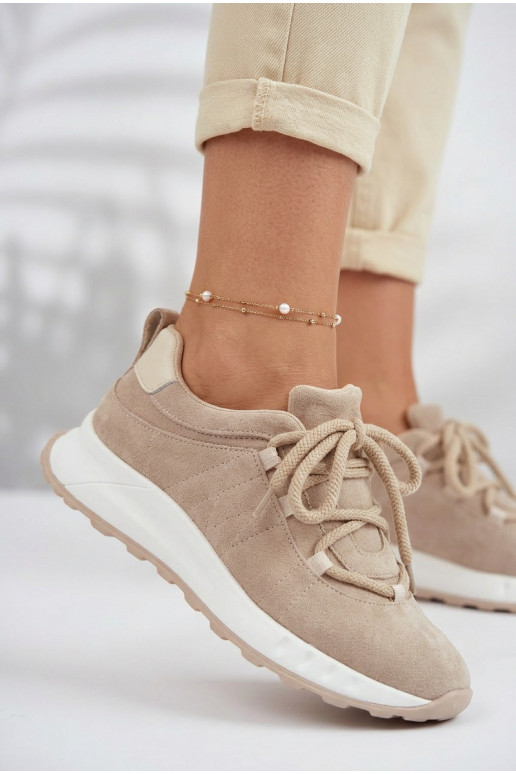 Sneakers in suede da donna Bemela color sabbia