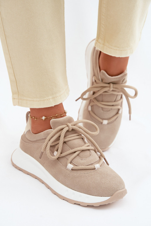 Sneakers in suede da donna Bemela color sabbia