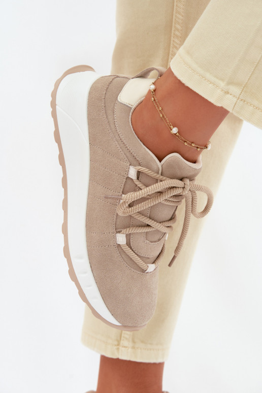 Sneakers in suede da donna Bemela color sabbia