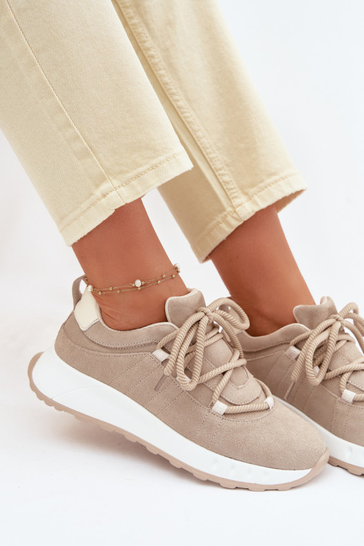 Sneakers in suede da donna Bemela color sabbia