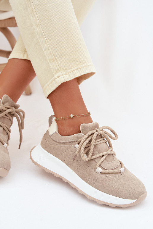 Sneakers in suede da donna Bemela color sabbia