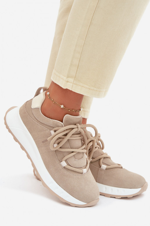 Sneakers in suede da donna Bemela color sabbia