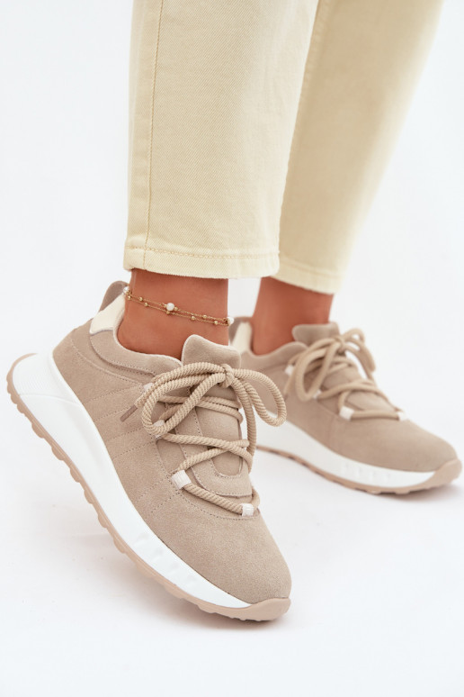 Sneakers in suede da donna Bemela color sabbia