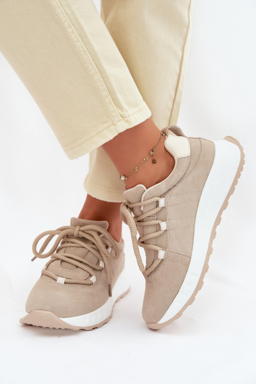 Sneakers in suede da donna Bemela color sabbia