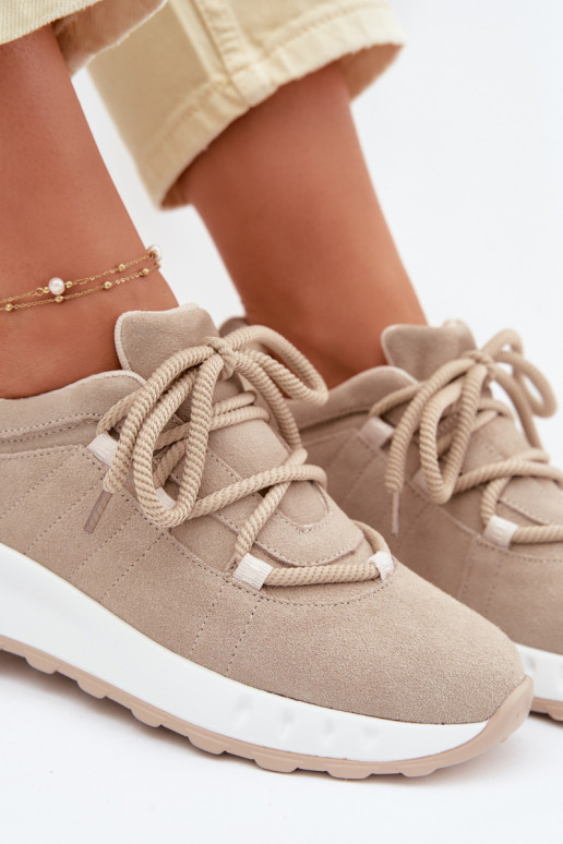 Sneakers in suede da donna Bemela color sabbia