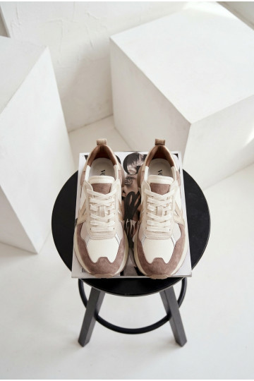 dalla pelle scamosciata Scarpe modello sneakers Femminile Kobbo 66954 beige