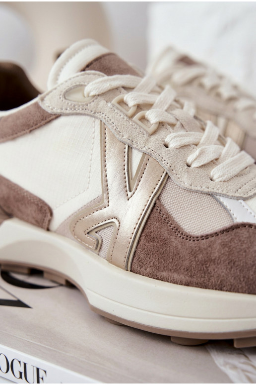 dalla pelle scamosciata Scarpe modello sneakers Femminile Kobbo 66954 beige