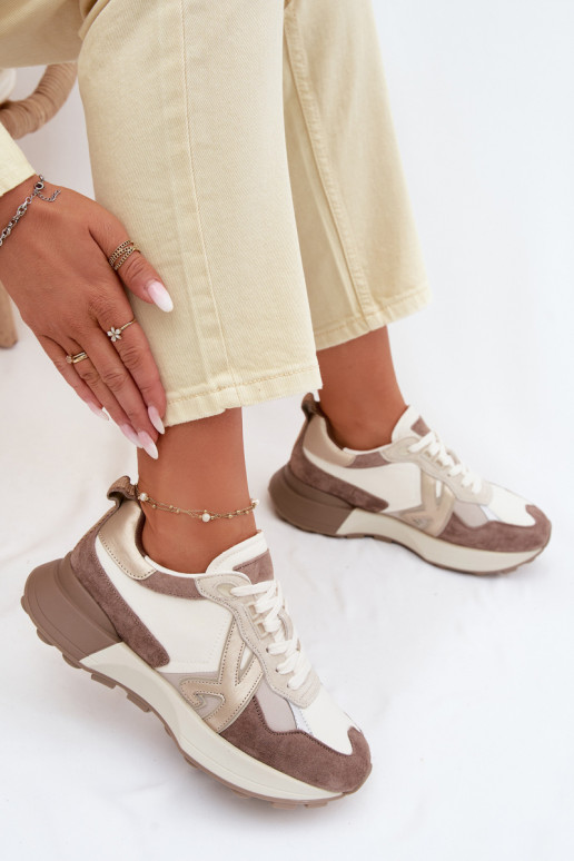 dalla pelle scamosciata Scarpe modello sneakers Femminile Kobbo 66954 beige