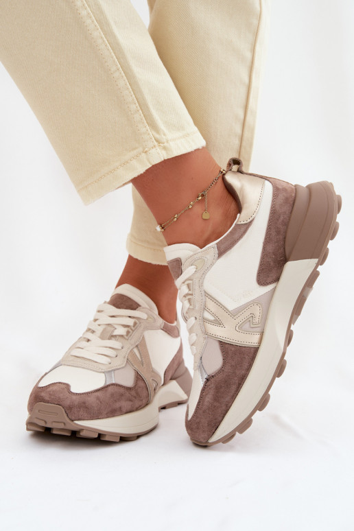 dalla pelle scamosciata Scarpe modello sneakers Femminile Kobbo 66954 beige