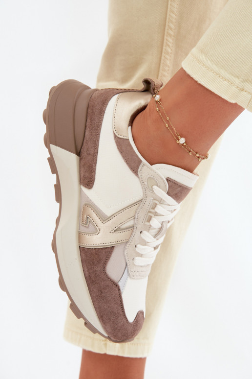 dalla pelle scamosciata Scarpe modello sneakers Femminile Kobbo 66954 beige