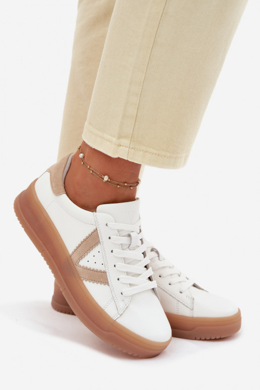 Scarpe modello sneakers FemminileAbilitatoturalnej Skóry con una piattaforma Vinceza 79597 Colore bianco