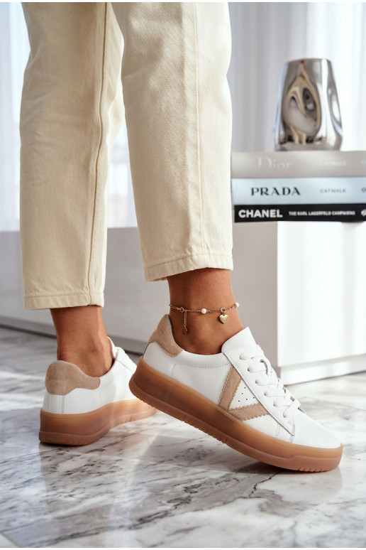 Scarpe modello sneakers FemminileAbilitatoturalnej Skóry con una piattaforma Vinceza 79597 Colore bianco