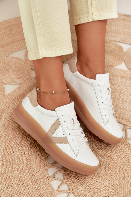 Scarpe modello sneakers FemminileAbilitatoturalnej Skóry con una piattaforma Vinceza 79597 Colore bianco