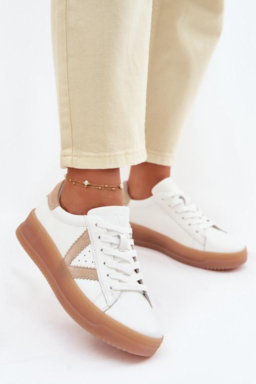 Scarpe modello sneakers FemminileAbilitatoturalnej Skóry con una piattaforma Vinceza 79597 Colore bianco