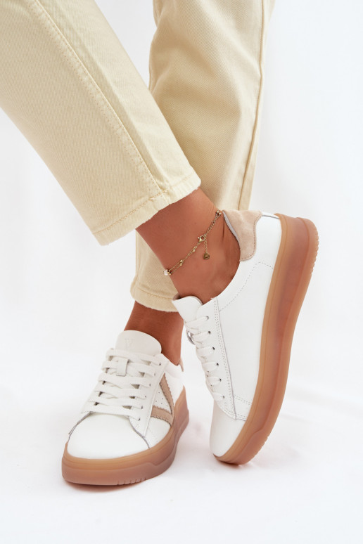 Scarpe modello sneakers FemminileAbilitatoturalnej Skóry con una piattaforma Vinceza 79597 Colore bianco