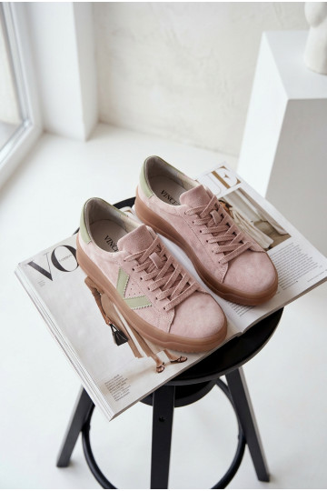 Scarpe sportive da donna in camoscio naturale con piattaforma Vinceza 79597 color rosa