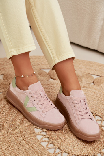 Scarpe sportive da donna in camoscio naturale con piattaforma Vinceza 79597 color rosa 2