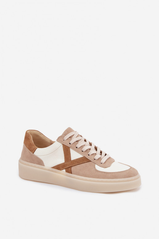 Pelle dalla pelle scamosciata Scarpe modello sneakers Femminile Zazoo N1108S5 beige