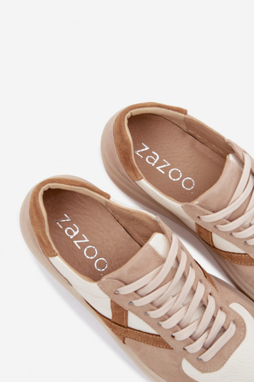 Pelle dalla pelle scamosciata Scarpe modello sneakers Femminile Zazoo N1108S5 beige
