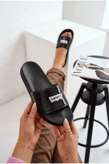 Pantofole Gioventù LEVI'S VPOL0251S-2693 colore nero con lucentezza