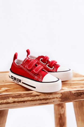 Scarpe da bambino per il tempo libero con chiusure adesive BIG STAR KK374082 color rosso
