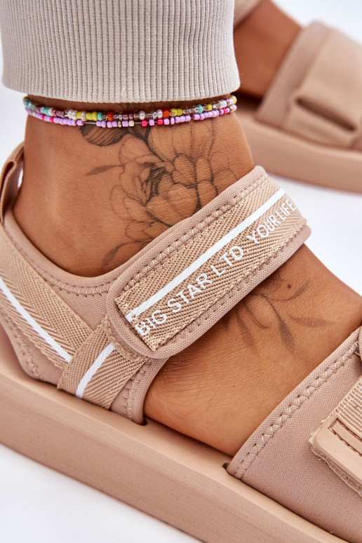 Sandali da donna con chiusure adesive Big Star LL274787 beige