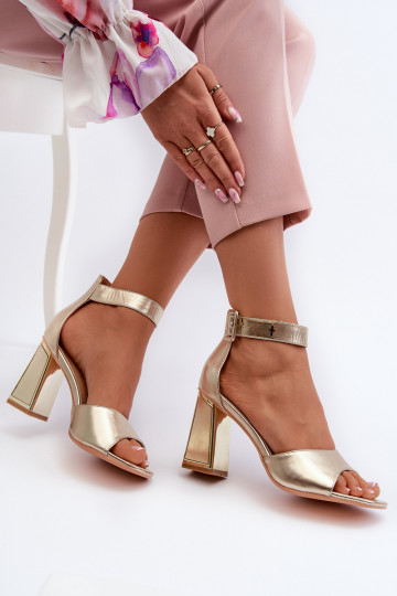 Sandali con tacco eleganti da donna color oro Rosazara 2