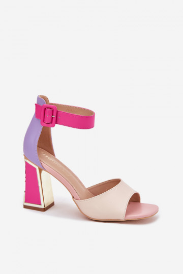 Sandali con tacco eleganti da donna color sabbia-rosa Rosazara 2