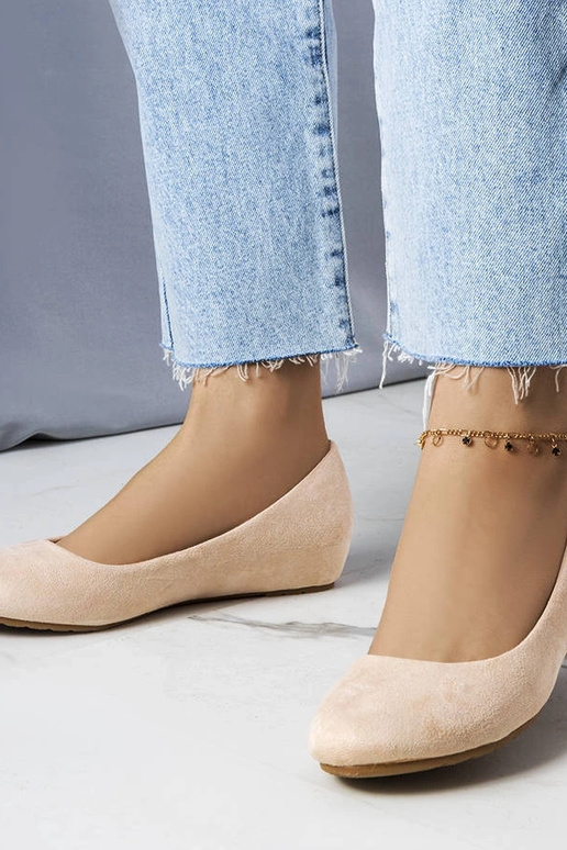 Scarpe da ballerina sabbia con tacco...