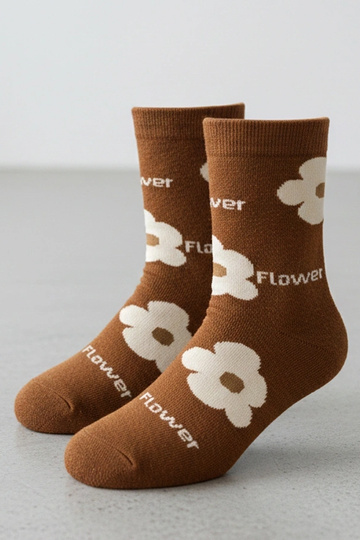 Calze marroni con fiori Sella