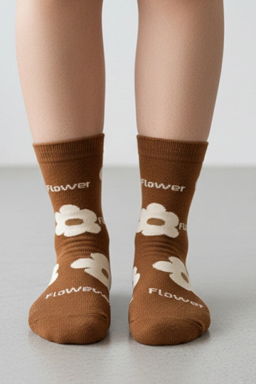 Calze marroni con fiori Sella 2