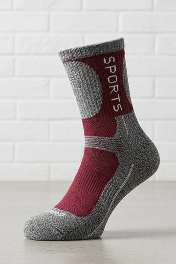 Calzini caldi grigi con accento bordeaux Siera