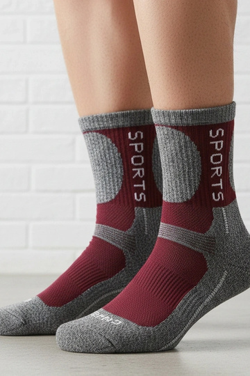 Calzini caldi grigi con accento bordeaux Siera 2