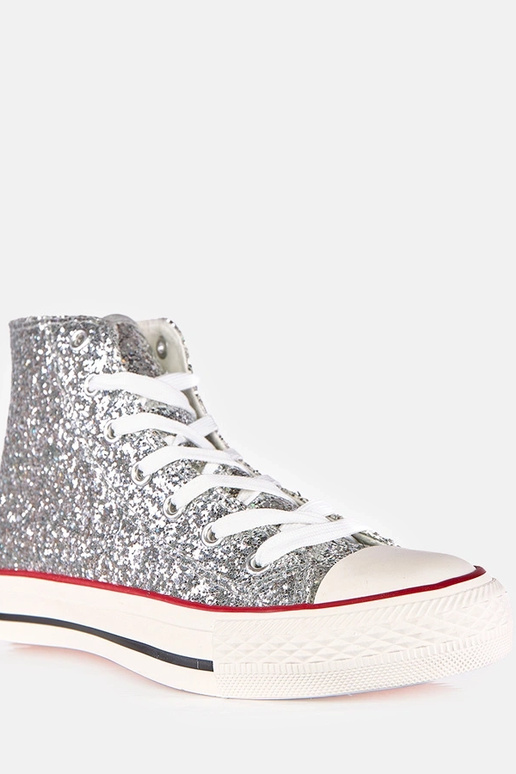 Scarpe sportive brillanti argento per...