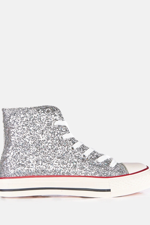 Scarpe sportive brillanti argento per...