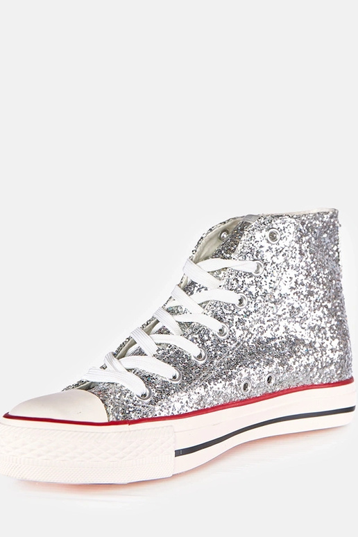 Scarpe sportive brillanti argento per...