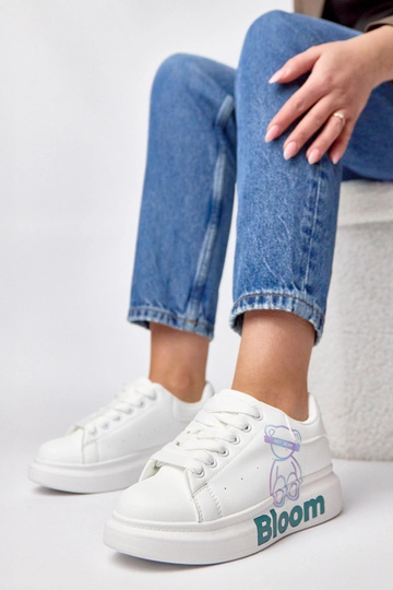Scarpe sportive bianche con piattaforma e orsetto Margot