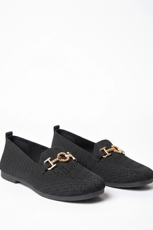 Mocassini neri in tessuto con...