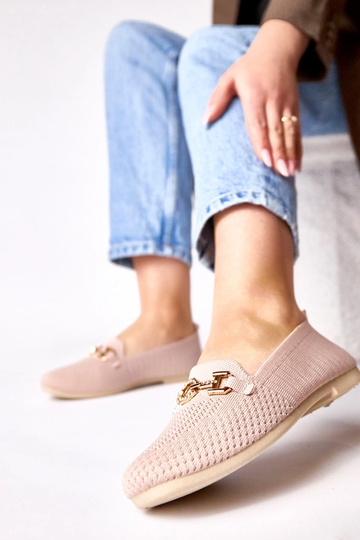 Mocassini rosa in tessuto...