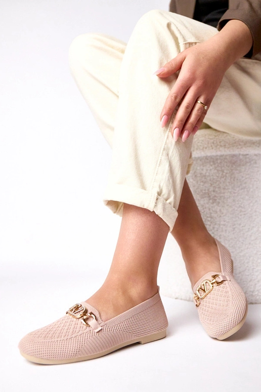 Mocassini rosa in tessuto con...