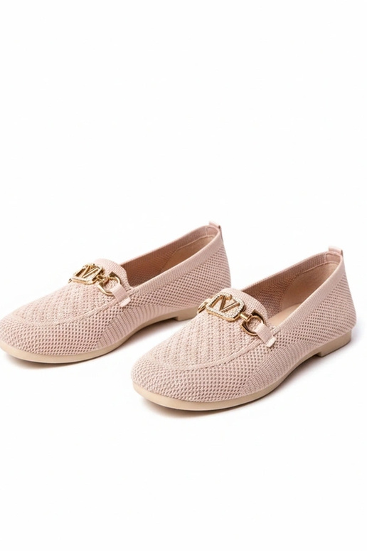 Mocassini rosa in tessuto con...