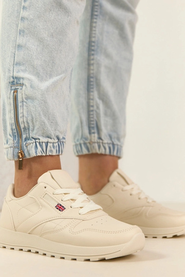Sneakers beige chiaro da tutti i giorni con piattaforma Élise