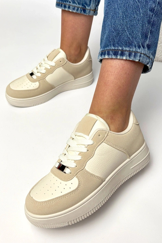 Sneakers color sabbia con piattaforma...