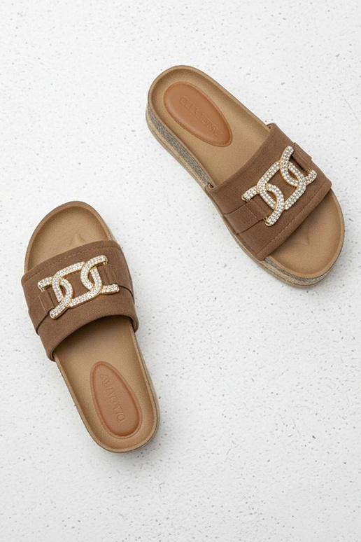 Ciabatte platform marroni con...