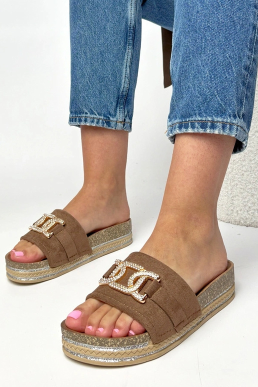 Ciabatte platform marroni con...