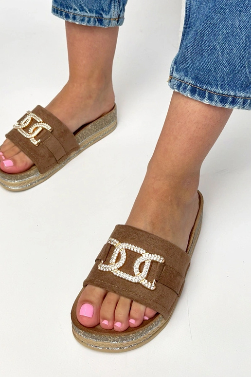 Ciabatte platform marroni con...