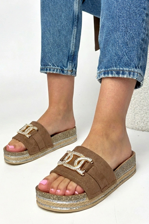 Ciabatte platform marroni con...